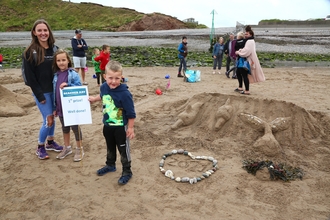 Image of Ramsden Family winners of Beached Art sand sculpture competition at SeaFest 2021 © Cumbria Wildlife Trust