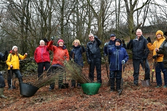 Image of tree planters at Staveley Woodlands 28 Feb 2022 credit Cumbria Wildlife Trust