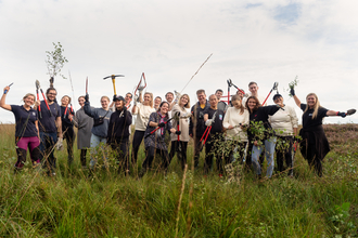 Image of staff at Ticket Tailor cheering on conservation day at Foulshaw Moss Nature Reserve