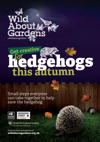 image of Help hedgehogs guide front cover - wild about gardens