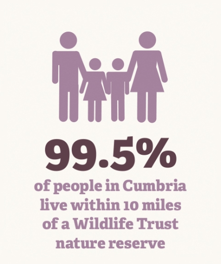 Infographic - percentage of people in cumbria live within 10 miles of a wildlife trust nature reserve