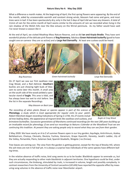Nature Diary 4 May 2020 by Peter and Sylvia Woodhead page 1