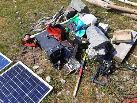 Image of vandalised equipment at Foulney Island Nature Reserve