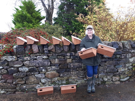 Sue Rowlands of Penrith Swift Group holding swift nest boxes