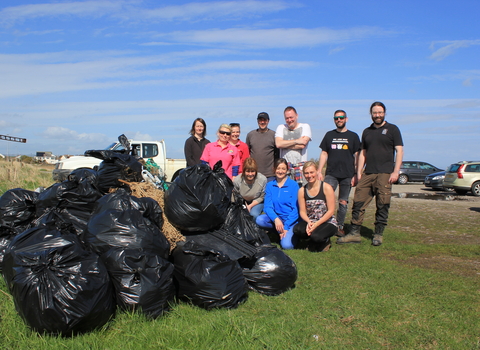 Siemens staff on their Wild Work Day where they cleared 300kg of rubbish from Foulney Island Nature Reserve