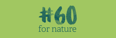 A green background with #60 for nature written on in green text