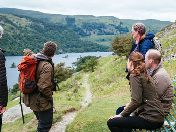 The Royal visitors admire the views of Ullswater and beyond