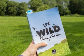 152 Wild Things To Do book cover being held up with natural background