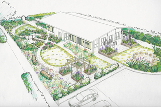 Drawing of proposed garden at Gosling Sike Carlisle