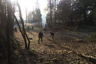 Volunteers outdoors at a conservation day at Latterbarrow nature reserve