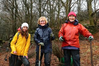 Image of tree planters at Staveley Woodlands 28 Feb 2022 credit Cumbria Wildlife Trust