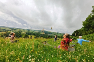 image of yoga at Staveley woodlands credit Cumbria Wildlife Trust