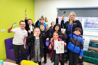 Ruth Alecroft and students Brook Street Primary school