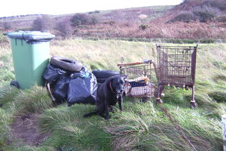 various rubbish including two supermarket trollies !
