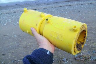 Large yellow gas pipe joining ring