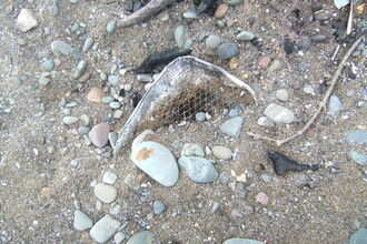 Half buried disposable BBQ