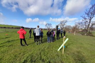 Young people in field