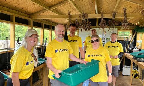 Aviva staff members at Gosling Sike plant nursery