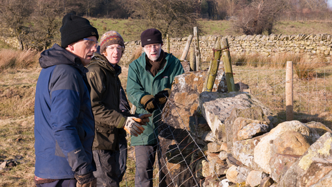 Volunteers top wiring at Eycott Hill Nature Reserve © Ben Wolstencroft