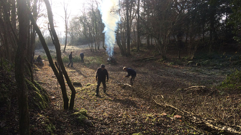Volunteers outdoors at a conservation day at Latterbarrow nature reserve