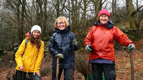 Image of tree planters at Staveley Woodlands 28 Feb 2022 credit Cumbria Wildlife Trust