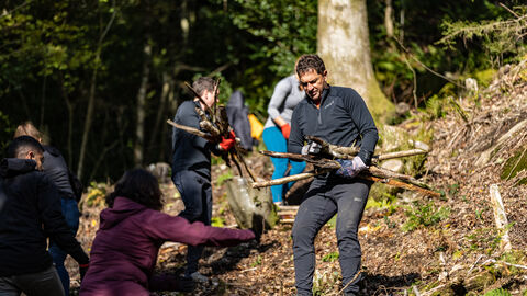 inov-8 at a Wild Work Day clearing wood at Craggy Conservation Day credit Dave McFarlane via inov-8