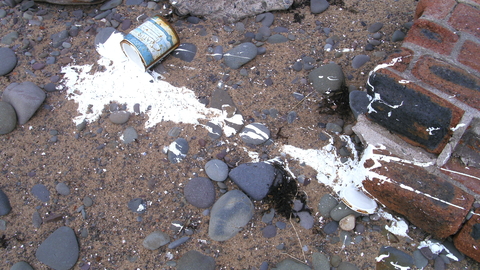 Oil Paint can spill onto the beach