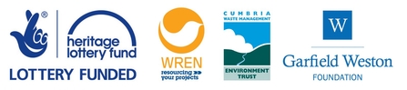 Eycott Hill all funder logos - heritage lotter fund - wren - garfield weston foundation - cumbria waste management environment trust