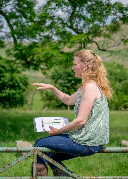Image of Andrea Meanwell running hay meadows workshop