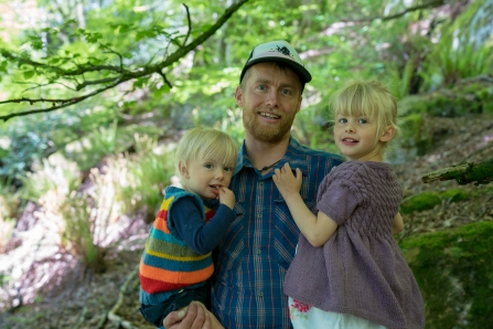 Adventurer Leo Houlding with his children in Craggy Wood