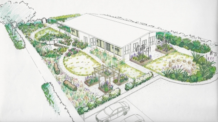 Drawing of proposed garden at Gosling Sike Carlisle