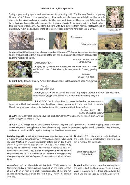 Nature Diary Late April (Easter) 2020 by Peter and Sylvia Woodhead page 1