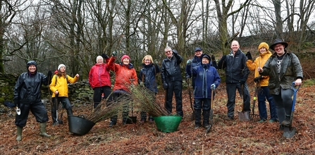 Image of tree planters at Staveley Woodlands 28 Feb 2022 credit Cumbria Wildlife Trust