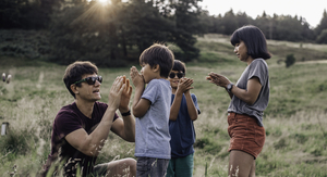 Family connecting in nature
