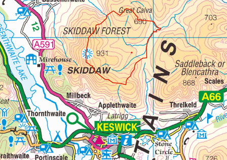 Red boundary line shows the area donations can help secure for nature copyright Ordnance survey