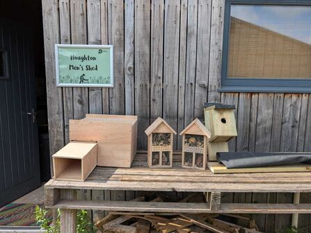 Kings Trust wildlife crafts including hedghog house, insect and bird houses