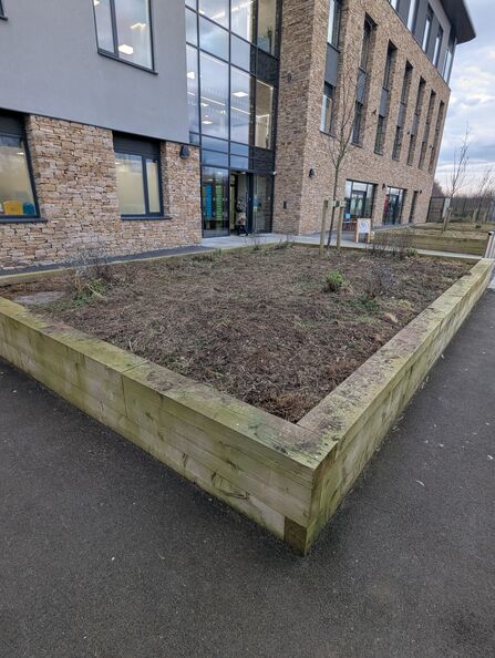 South Carlisle Health Care - a before photo of raised beds before planting up