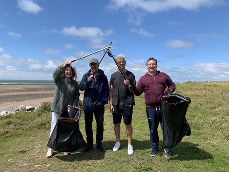 Volunteers on a beach clean 