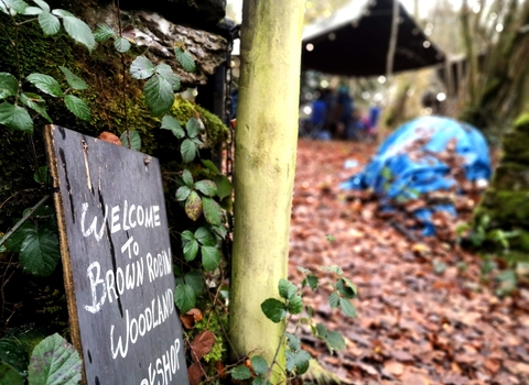 Brown robin nature reserve woodland workshop sign entrance